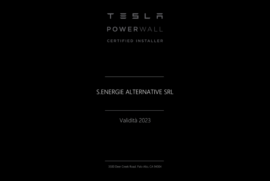 S.ENERGIE ALTERNATIVE SRL - Certificato Tesla 2023_4