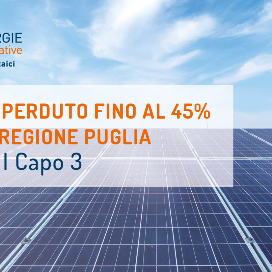 Disponibile il fondo perduto fino al 45% della Regione Puglia